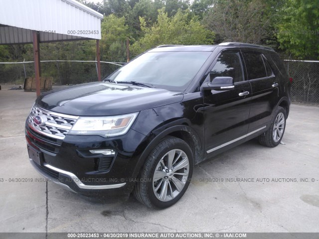 1FM5K8F80JGB80483 - 2018 FORD EXPLORER LIMITED BLACK photo 2