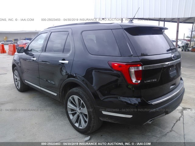 1FM5K8F80JGB80483 - 2018 FORD EXPLORER LIMITED BLACK photo 3