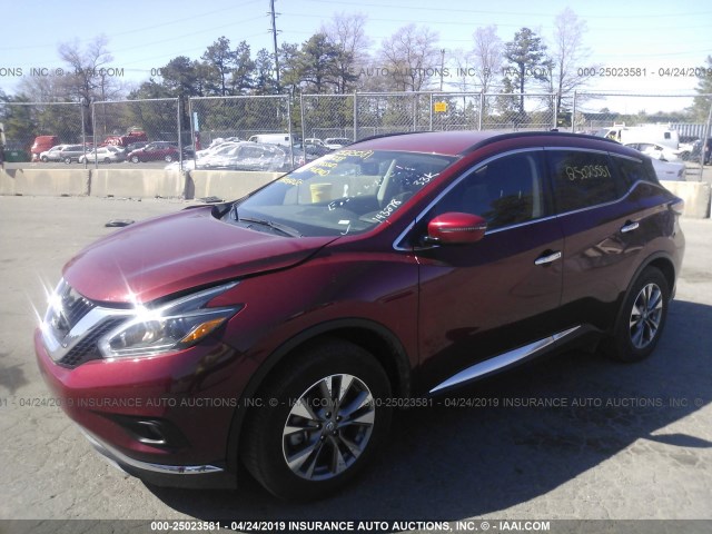 5N1AZ2MG5JN143278 - 2018 NISSAN MURANO S/SL/SV/PLATINUM RED photo 2