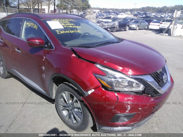 5N1AZ2MG5JN143278 - 2018 NISSAN MURANO S/SL/SV/PLATINUM RED photo 6