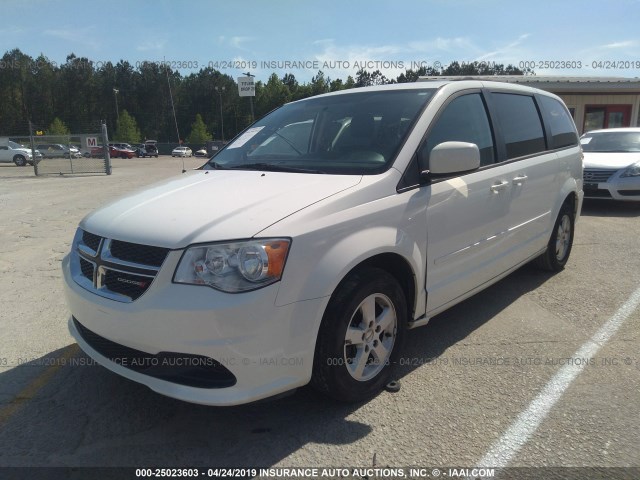 2C4RDGCG5CR263365 - 2012 DODGE GRAND CARAVAN SXT WHITE photo 2