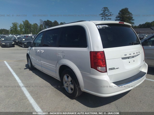 2C4RDGCG5CR263365 - 2012 DODGE GRAND CARAVAN SXT WHITE photo 3