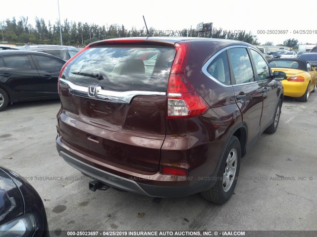 3CZRM3H33FG707555 - 2015 HONDA CR-V LX RED photo 4