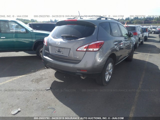 JN8AZ1MU7EW409747 - 2014 NISSAN Murano S/SL/SV/LE GRAY photo 4