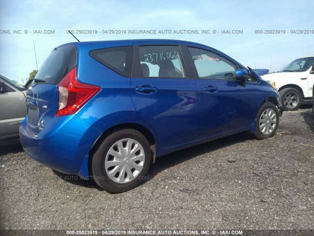 3N1CE2CP1EL393412 - 2014 NISSAN VERSA NOTE S/S PLUS/SV/SL BLUE photo 4