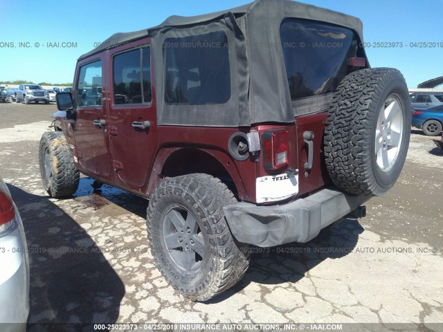 1J4GA591X7L192258 - 2007 JEEP WRANGLER SAHARA MAROON photo 3