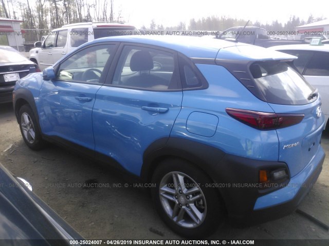 KM8K1CAA1KU287967 - 2019 HYUNDAI KONA SE BLUE photo 3