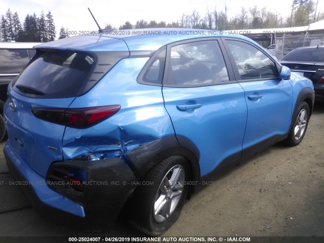 KM8K1CAA1KU287967 - 2019 HYUNDAI KONA SE BLUE photo 4