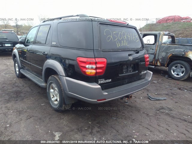 5TDBT44A51S054290 - 2001 TOYOTA SEQUOIA SR5 BLACK photo 3