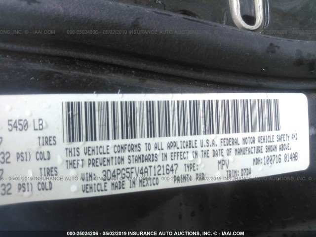 3D4PG5FV4AT121647 - 2010 DODGE JOURNEY SXT BLACK photo 9