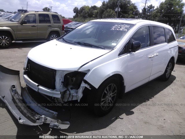 5FNRL5H63BB047709 - 2011 HONDA ODYSSEY EXL WHITE photo 2