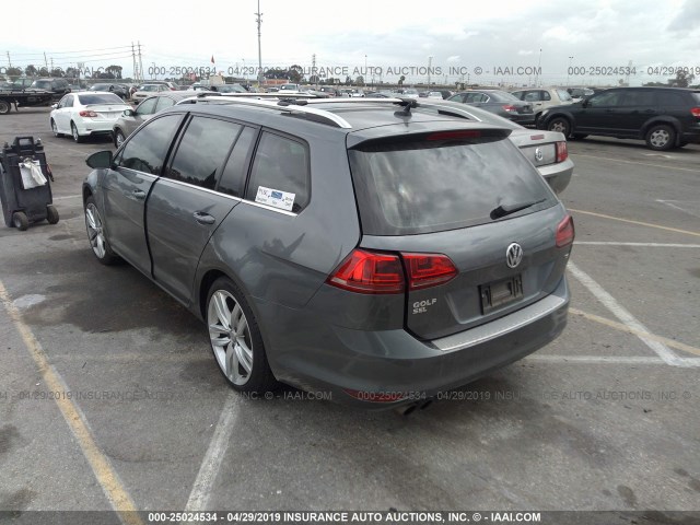 3VWC17AU4HM526805 - 2017 VOLKSWAGEN GOLF SPORTWAGEN S/SE/SEL GRAY photo 3