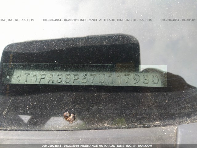 4T1FA38P67U117980 - 2007 TOYOTA CAMRY SOLARA SE/SLE თეთრი ფოტო 9