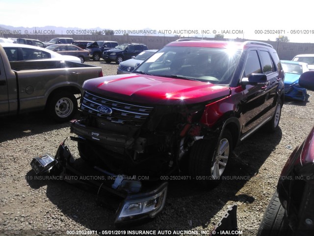 1FM5K7D80HGD90198 - 2017 FORD EXPLORER XLT RED photo 2