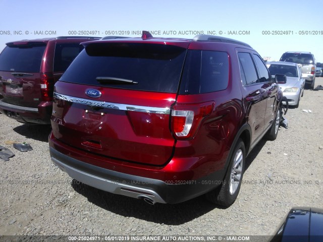 1FM5K7D80HGD90198 - 2017 FORD EXPLORER XLT RED photo 4