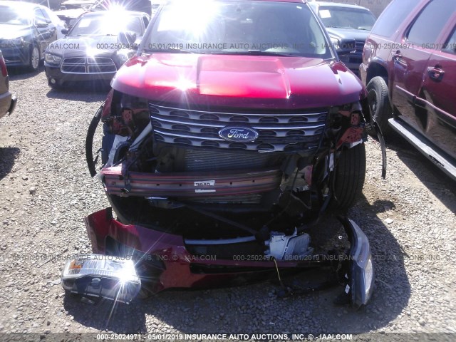 1FM5K7D80HGD90198 - 2017 FORD EXPLORER XLT RED photo 6