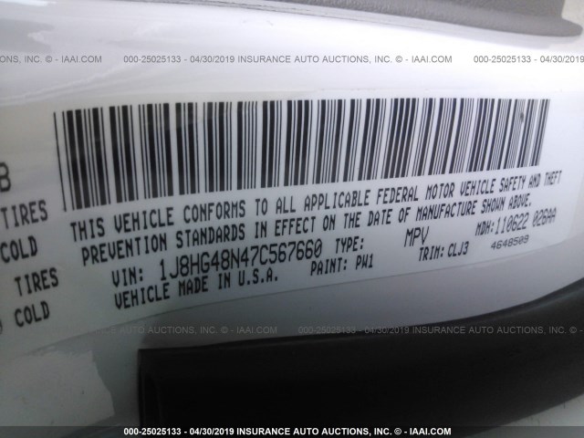 1J8HG48N47C567660 - 2007 JEEP COMMANDER 白色 照片 9