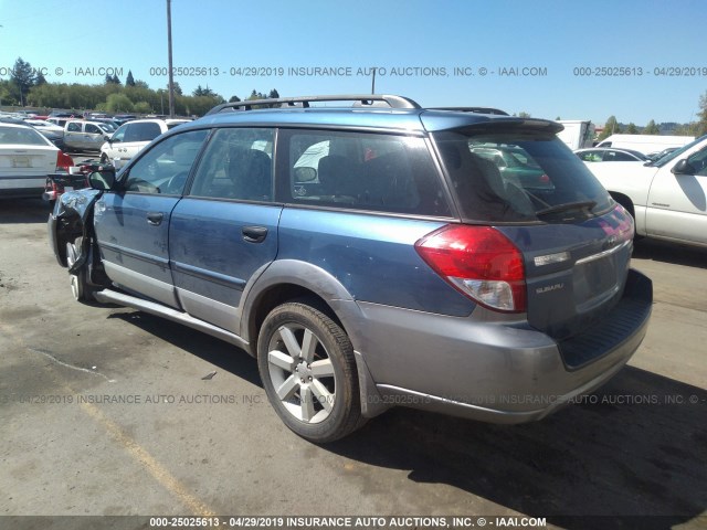 4S4BP61C387350754 - 2008 SUBARU OUTBACK 2.5I BLUE photo 3