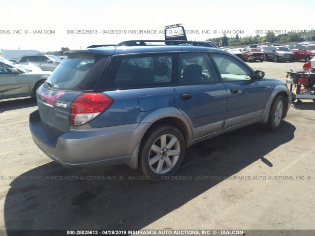 4S4BP61C387350754 - 2008 SUBARU OUTBACK 2.5I BLUE photo 4