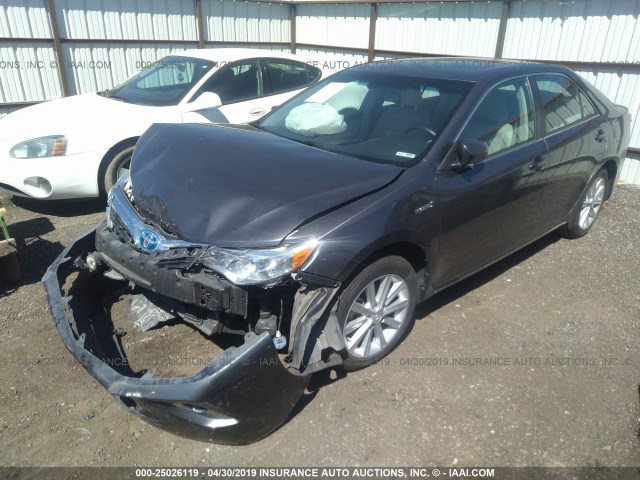 4T1BD1FK1EU137228 - 2014 TOYOTA CAMRY HYBRID/LE/XLE Сұр фото 2