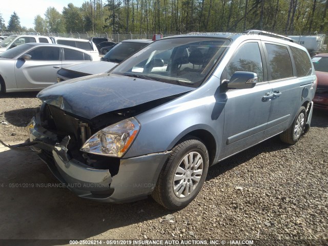 KNDMG4C77C6491875 - 2012 KIA SEDONA LX BLUE photo 2