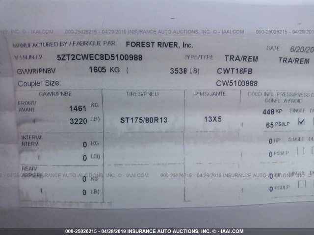 5ZT2CWEC8D5100988 - 2013 FOREST RIVER CLIPPER  白色 照片 9