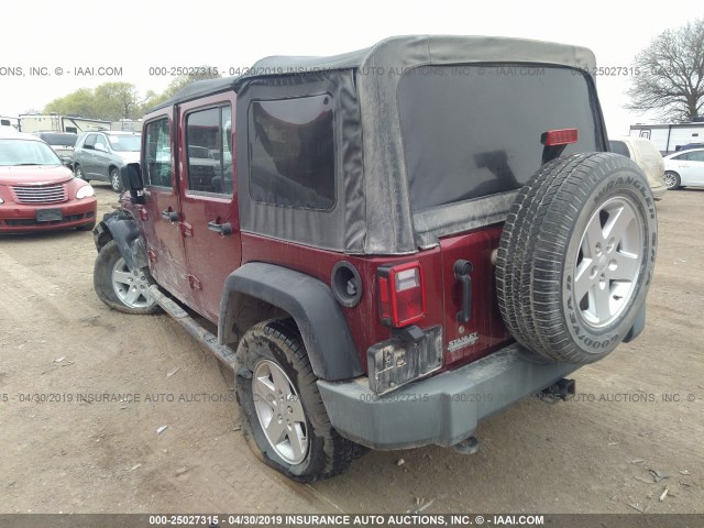 1C4BJWDG5CL152830 - 2012 JEEP WRANGLER UNLIMITE SPORT MAROON photo 3