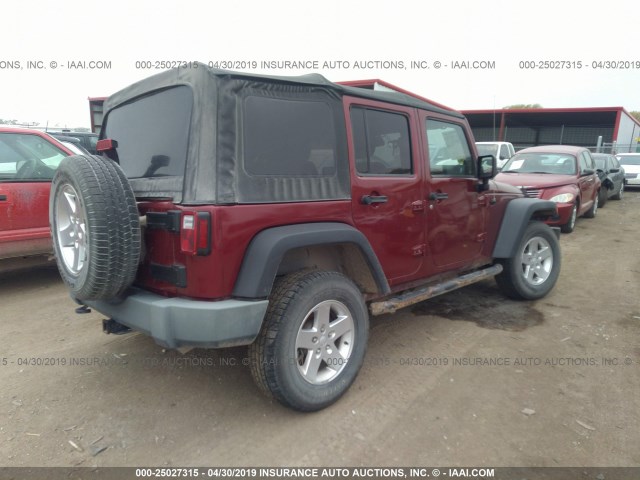 1C4BJWDG5CL152830 - 2012 JEEP WRANGLER UNLIMITE SPORT MAROON photo 4