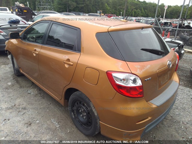 2T1KE40E29C020069 - 2009 TOYOTA COROLLA MATRIX S ORANGE photo 3