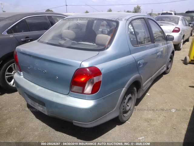 JTDBT123110133770 - 2001 TOYOTA ECHO BLUE photo 4