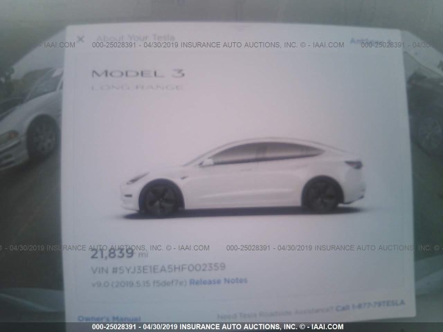 5YJ3E1EA5HF002359 - 2017 TESLA MODEL 3 WHITE photo 7