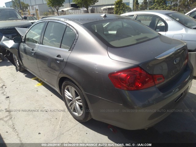 JN1DV6AP5BM600982 - 2011 INFINITI G25 JOURNEY GRAY photo 3