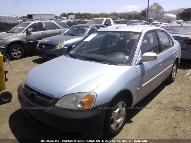 JHMES95673S007309 - 2003 HONDA CIVIC HYBRID TEAL photo 2