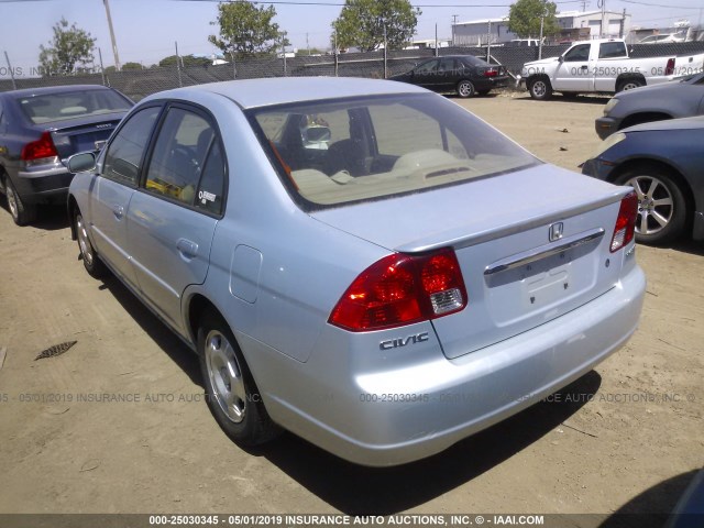 JHMES95673S007309 - 2003 HONDA CIVIC HYBRID TEAL photo 3