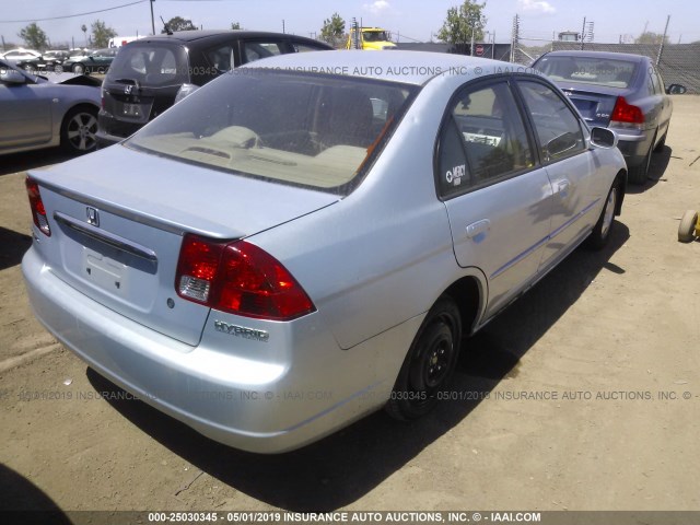 JHMES95673S007309 - 2003 HONDA CIVIC HYBRID TEAL photo 4