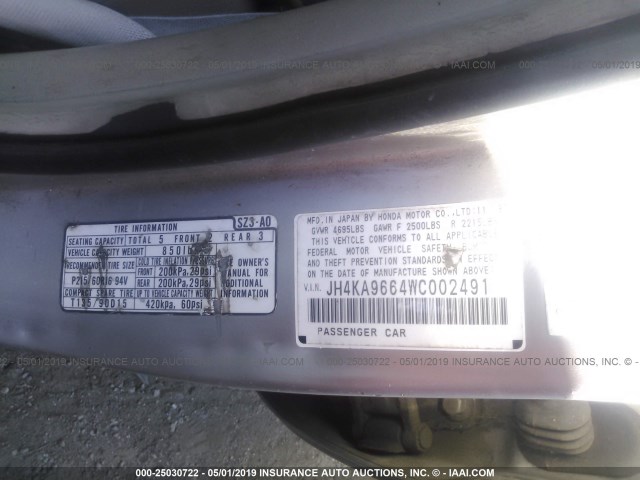 JH4KA9664WC002491 - 1998 ACURA 3.5RL GRAY photo 9