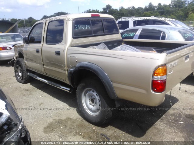 5TEGN92N22Z046185 - 2002 TOYOTA TACOMA DOUBLE CAB PRERUNNER GOLD photo 3