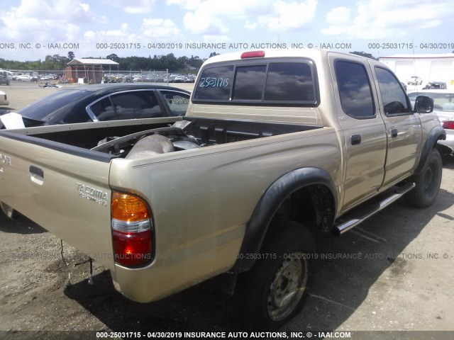 5TEGN92N22Z046185 - 2002 TOYOTA TACOMA DOUBLE CAB PRERUNNER GOLD photo 4