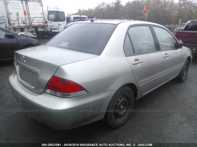 JA3AJ26EX4U020821 - 2004 MITSUBISHI LANCER ES SILVER photo 4