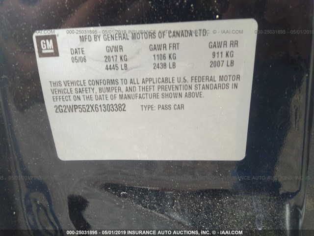 2G2WP552X61303382 - 2006 PONTIAC GRAND PRIX 黑色 照片 9