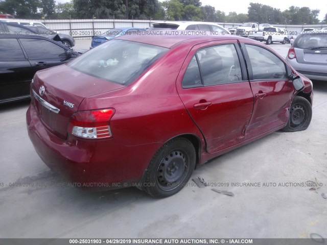 JTDBT923184039387 - 2008 TOYOTA YARIS RED photo 4