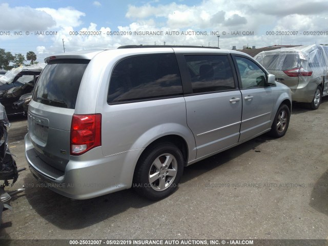 2C4RDGCG0CR193225 - 2012 DODGE GRAND CARAVAN SXT SILVER photo 4