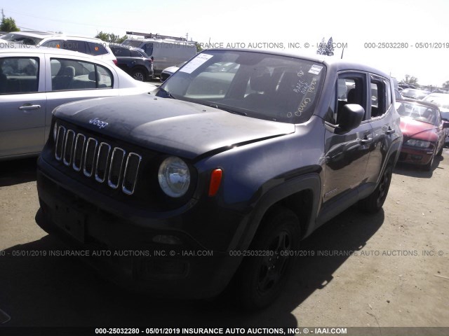 ZACCJBAH8HPF26408 - 2017 JEEP RENEGADE SPORT GRAY photo 2