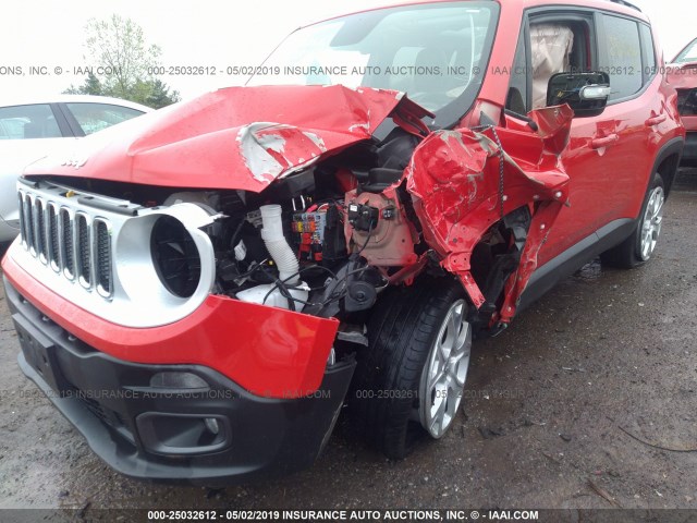 ZACCJBDT3GPC73769 - 2016 JEEP RENEGADE LIMITED RED photo 6