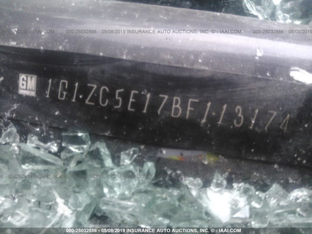 1G1ZC5E17BF113174 - 2011 CHEVROLET MALIBU 1LT 灰色 照片 9