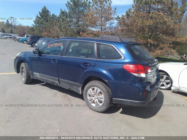 4S4BRBAC4A1319492 - 2010 SUBARU OUTBACK 2.5I BLUE photo 3