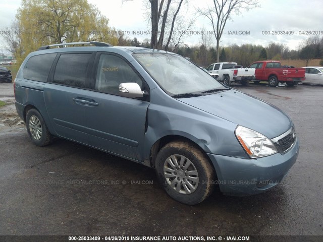 KNDMG4C74B6409096 - 2011 KIA SEDONA LX BLUE photo 1