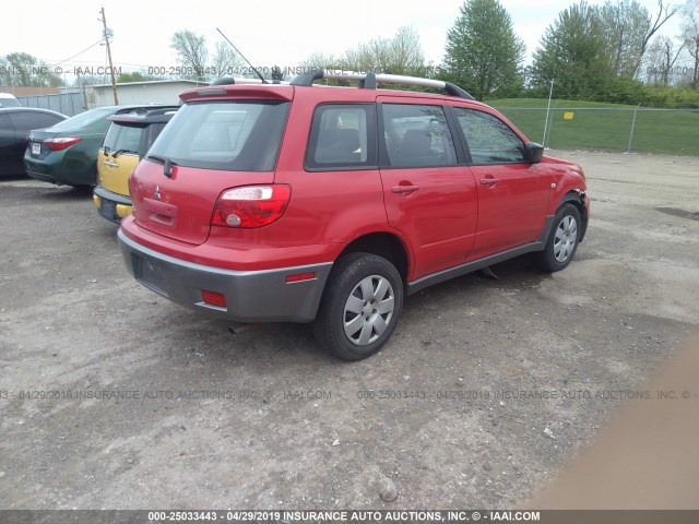 JA4LZ31F95U043964 - 2005 MITSUBISHI OUTLANDER LS RED photo 4