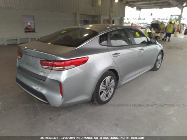 KNAGU4LC0H5004917 - 2017 KIA OPTIMA HYBRID/EX SILVER photo 4