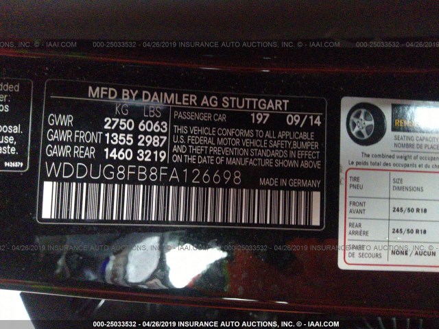 WDDUG8FB8FA126698 - 2015 MERCEDES-BENZ S 550 4MATIC BLACK photo 9